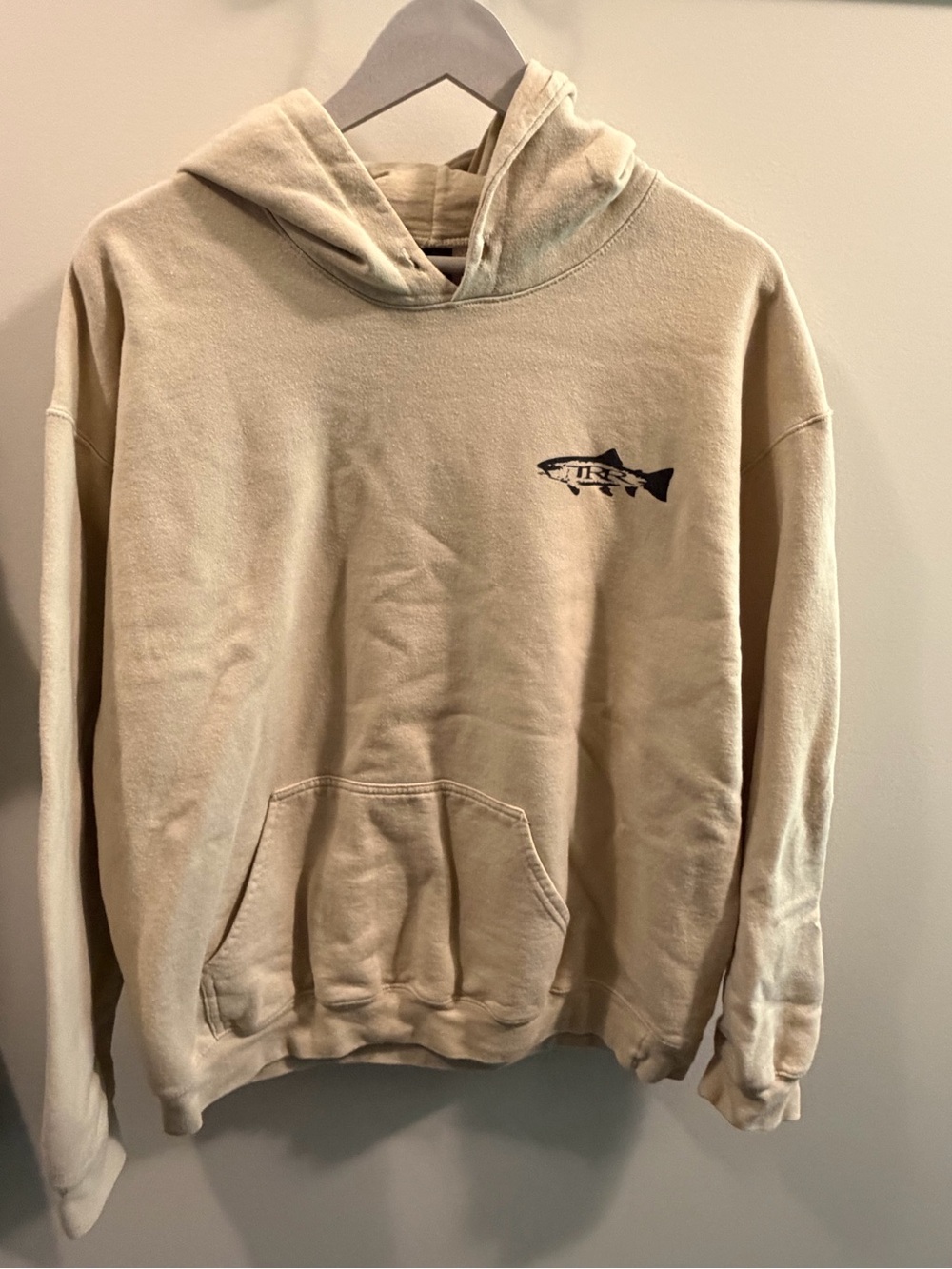 Three Rivers Ranch Fly Fishing Outfitters- Idaho - Beige Hoodie w/ Fish Graphic